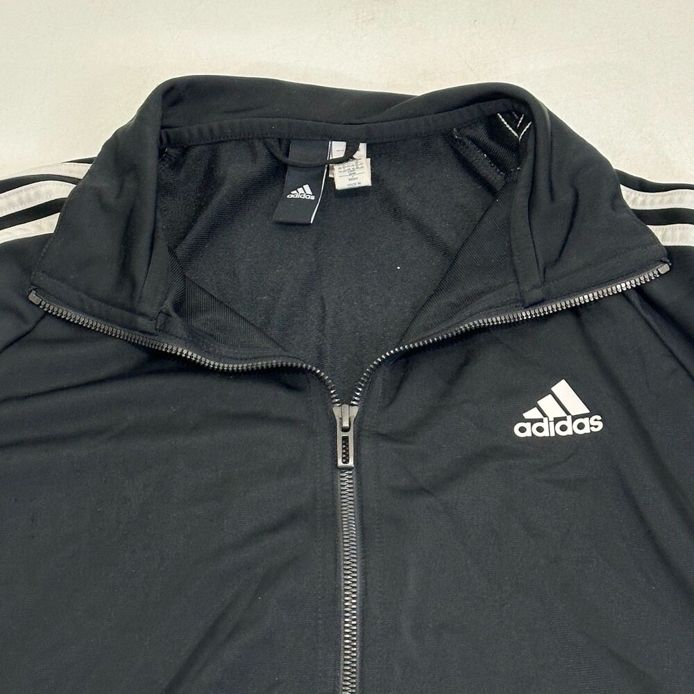 Adidas Kids Track Jacket Black White 3-Stripe Full Zip Size Medium 12-14